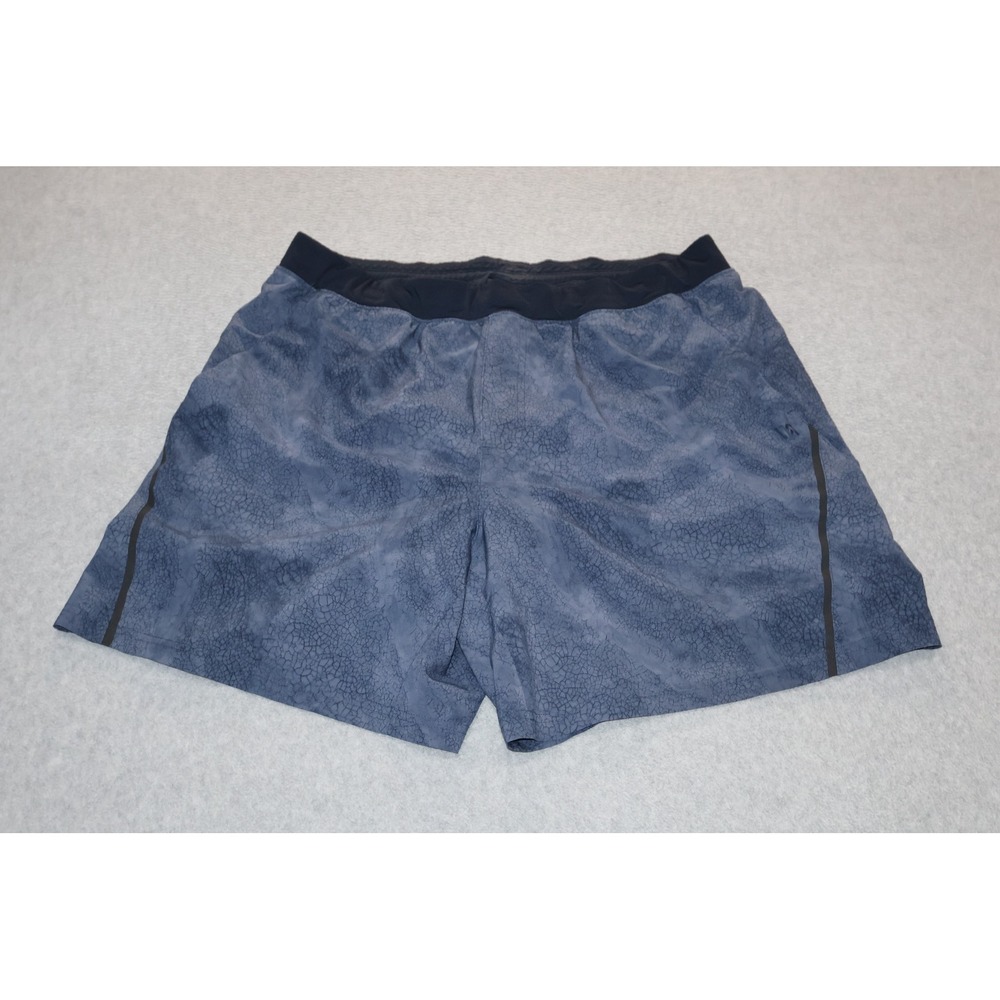 VRST Lined Athletic Shorts Mens XL Blue Crackle Print Running Gym 7" Inseam